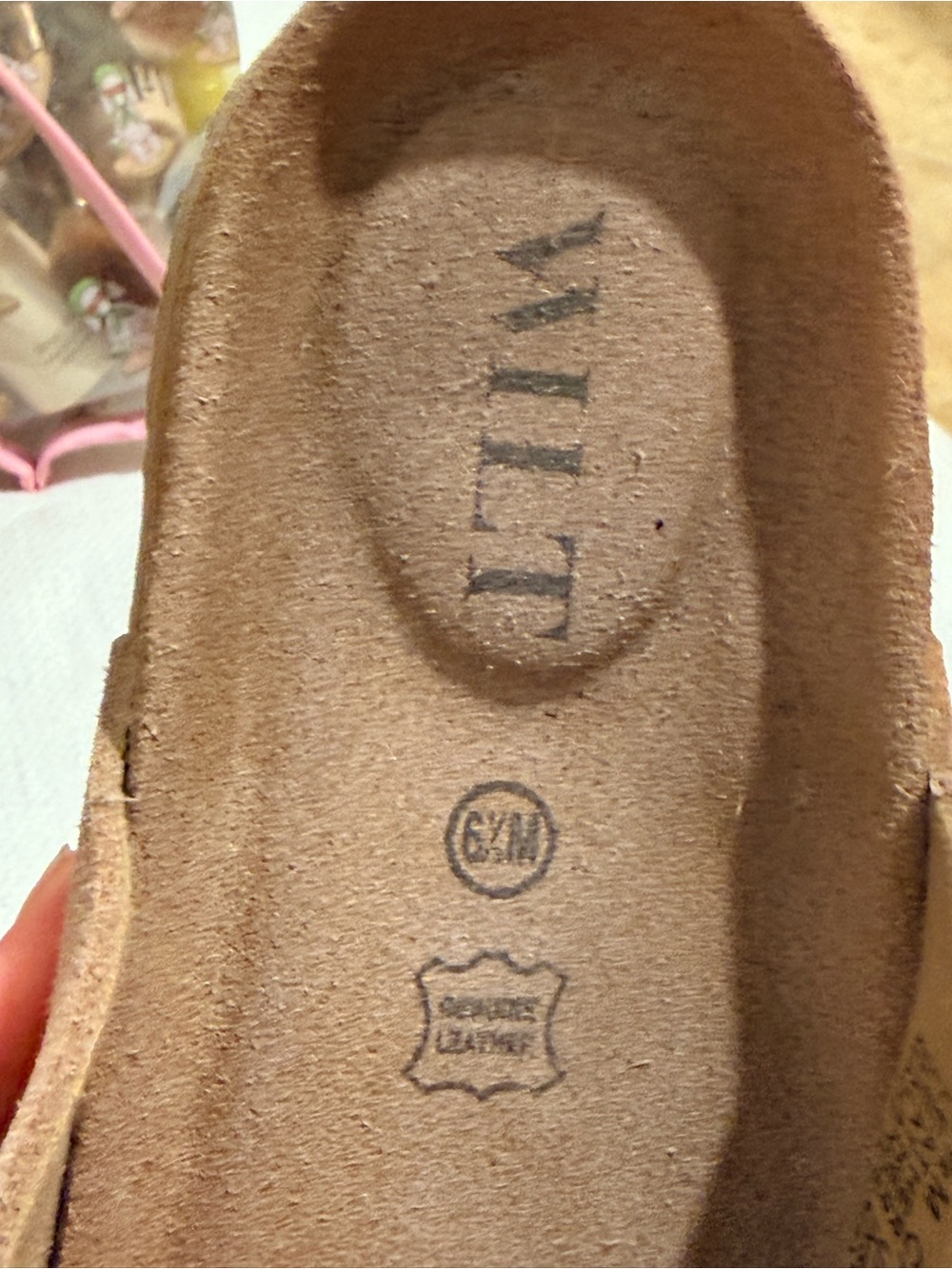 Wilt Genuine Leather Women's Suede Braided Slide Sandals in Tan - Picture 4 of 5